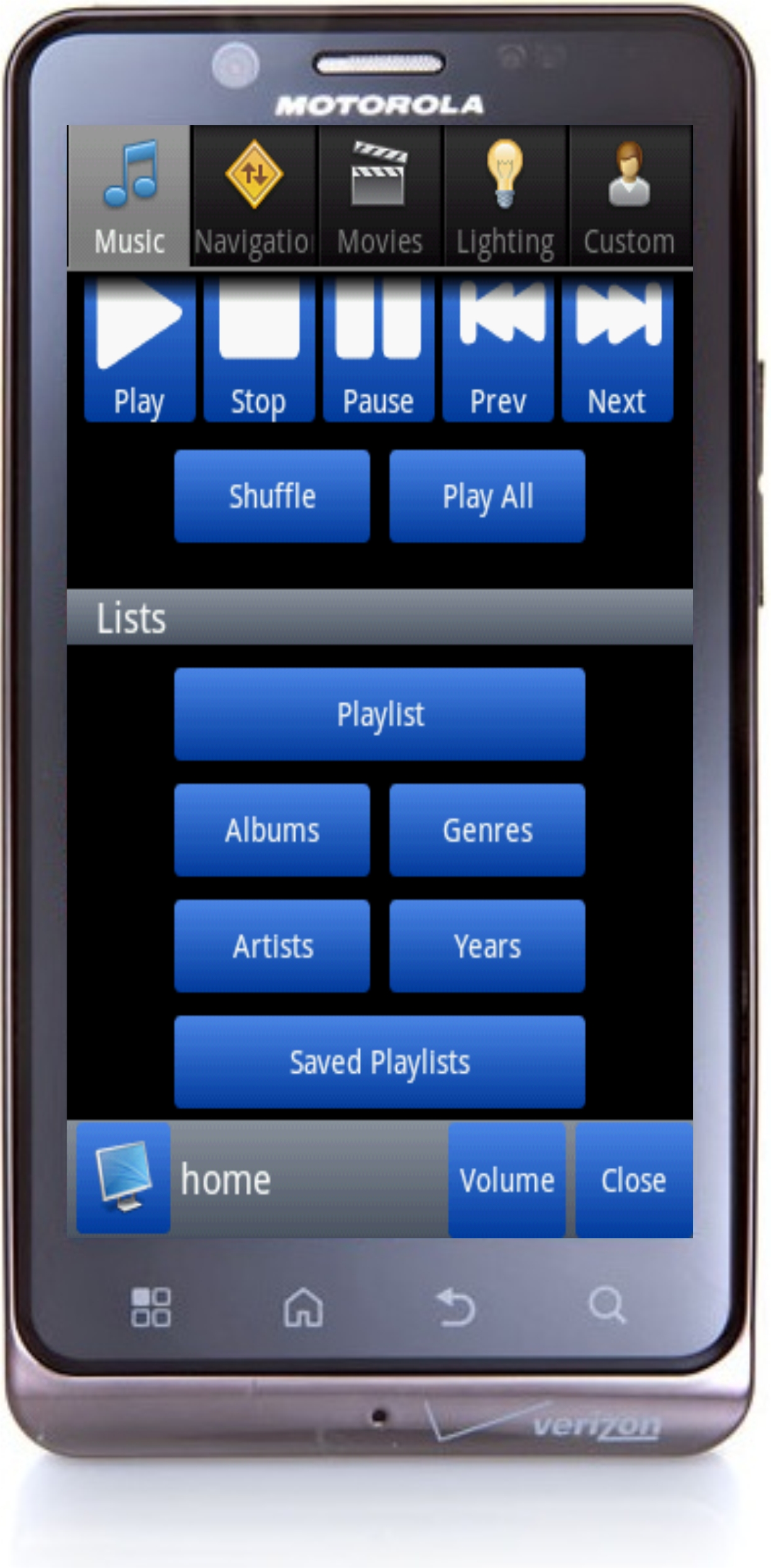 Droid Bionic Native Android Screenshot xlobby music tab lower screen